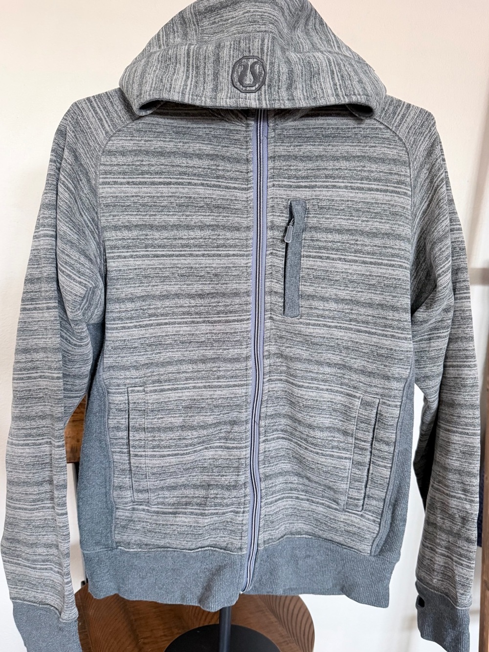 lululemon athletica Gray‎ Striped Full-Zip Hoodie Jacket